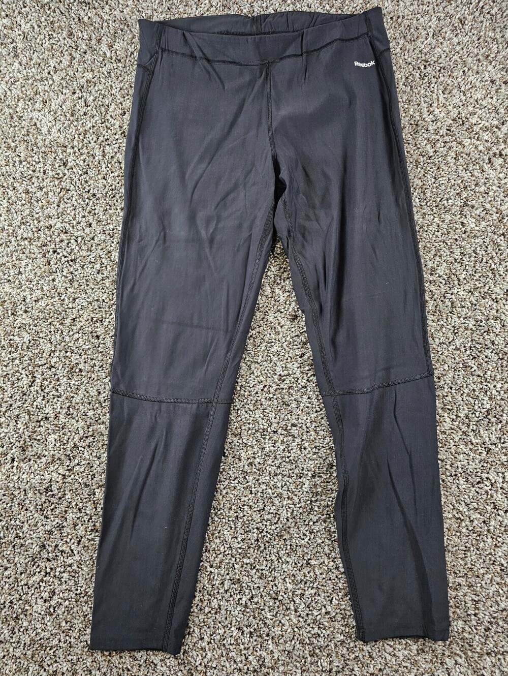 Reebok Womens Sz L Full Length Compression Athletic Leggings Black